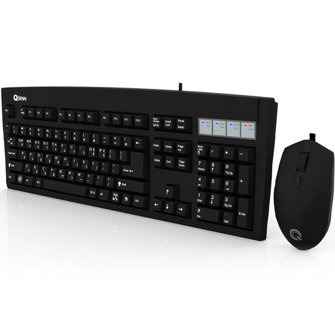 QSENN KM3500 Plus 유선 키보드 마우스 세트, 일반형, SEM-DT35 USB (키보드), GP-M550 (마우스), 블랙