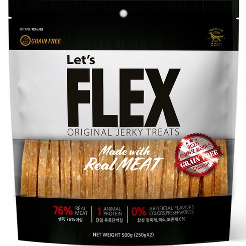 플렉스 강아지 그레인프리 순살 슬라이스 육포, 닭고기, 500g, 1개