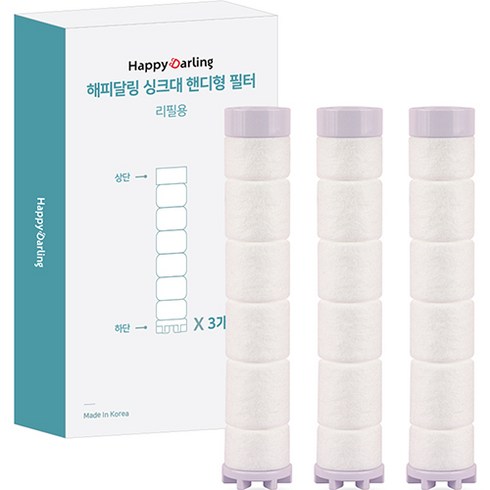 해피달링 주방 싱크대 필터 헤드 수도꼭지 수전 리필필터 3p 세트, 1세트