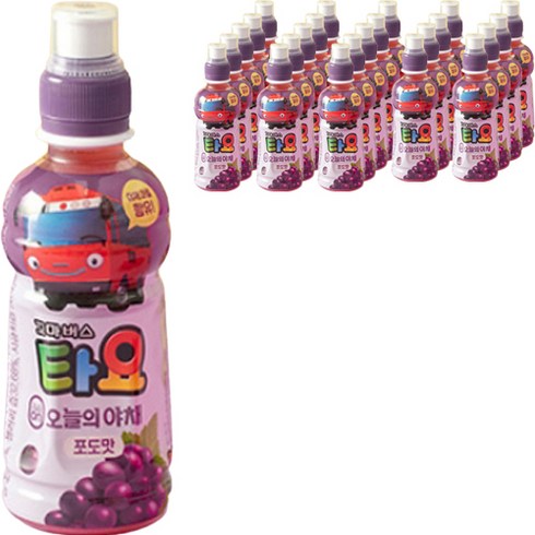 에치와이 꼬마버스 타요 오늘의 야채 포도맛 음료수, 240ml, 24개