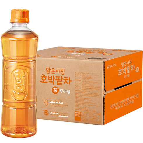 호박팥차 - 빙그레 맑은아침 호박팥차 무라벨, 500ml, 20개