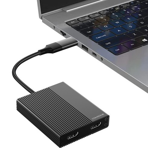 노트북외장그래픽카드 - 컴썸 HDMI 4K 외장 그래픽카드 맥북 듀얼모니터 USB 멀티허브 CT-21P, 블랙