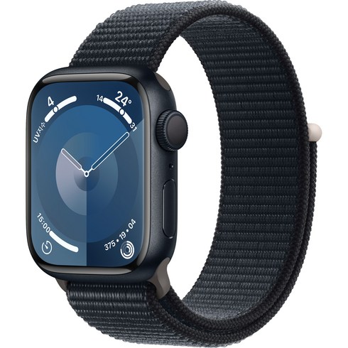 미드9 - Apple 애플워치 9 GPS, 41mm, 미드나이트 / 미드나이트 스포츠 루프, Loop