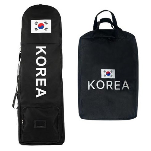 쇼골프김포공항점 - 업셋 국가대표 태극기 바퀴형 골프백 항공커버 + 보관 파우치 세트, 블랙