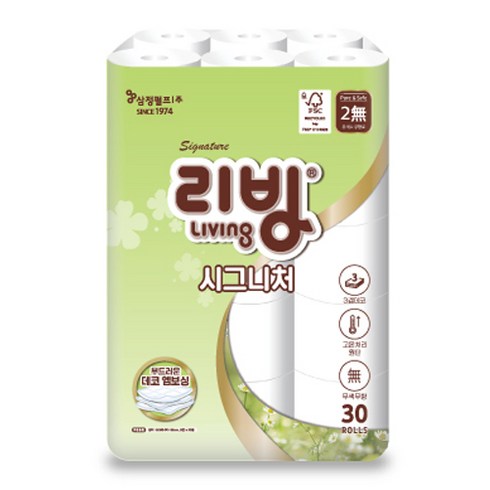 리빙 시그니처 화장지 30m, 30롤, 1팩