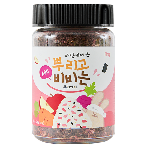 무염후리가케 - 퍼기 유아용 자연에서 온 뿌리고 비비는 후리가케, ABC, 100g, 1개