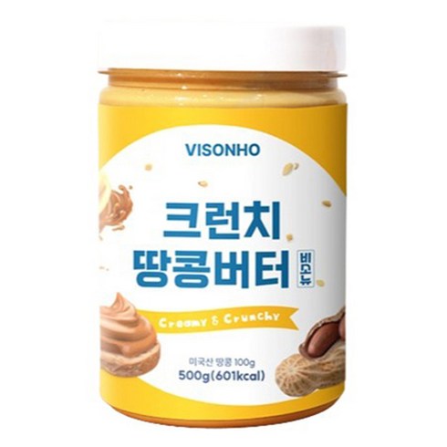 100프로땅콩버터 - 비소뉴 크런치 땅콩버터 100%, 1개, 500g