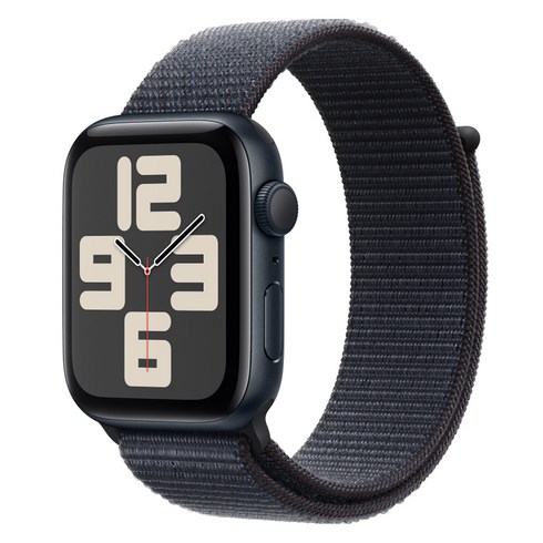 8se - Apple 정품 2024 애플워치 SE 2세대 알루미늄 케이스, 44mm, GPS, 미드나이트 / 잉크 스포츠 루프, Loop