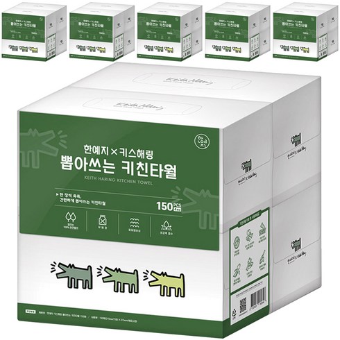 뽑아쓰는키친타올 - 한예지 키스해링 뽑아쓰는 키친타월, 150매, 24개