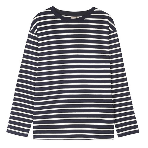 스파오 남성용 핀 스트라이프 티셔츠, Navy