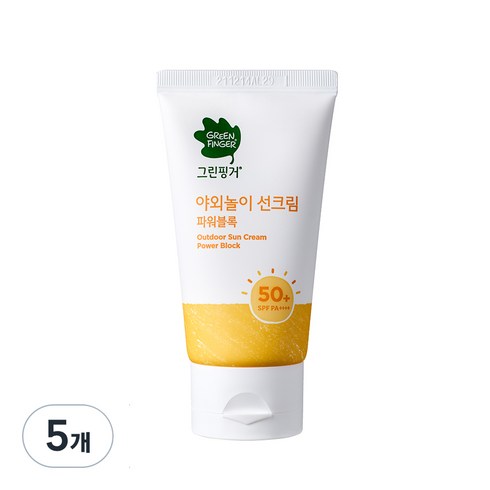 그린핑거 야외놀이 선크림 파워블록 SPF50+ PA++++, 5개, 80ml