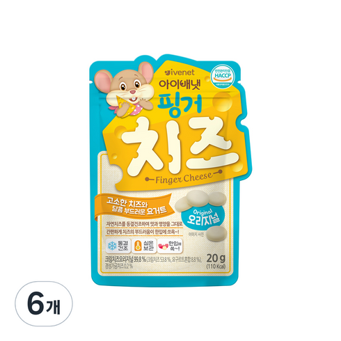 아이배냇 핑거 치즈 오리지널 20g, 치즈맛, 6개