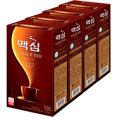 맥심 아라비카 100 커피믹스, 11.8g, 100개입, 4개