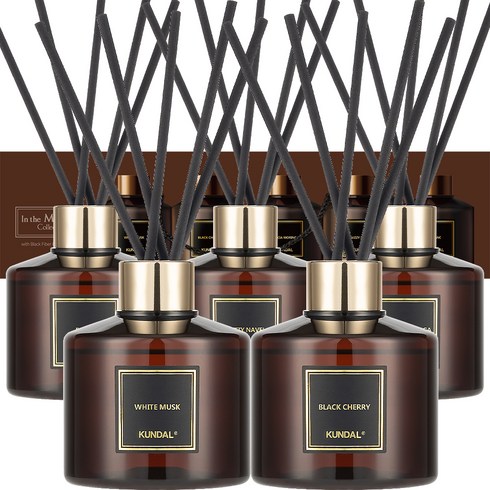 쿤달 퍼퓸 디퓨저 200ml 5종 컬렉션 세트, 인 더 메모리(블랙체리, 퍼지네이블, 아카시아모링가, 블랑, 화이트머스크)