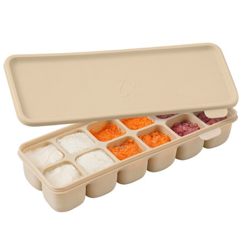 아띠래빗 유아용 쏙쏙 실리콘 이중 밀폐 슬림 멀티큐브 12구, 360ml, 푸딩베이지, 1개