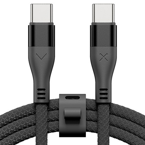 빅쏘 우븐 패브릭 단선방지 USB C to C 타입 PD 60W 고속 충전 아이폰 갤럭시 케이블, 1개, 블랙, 1.2m