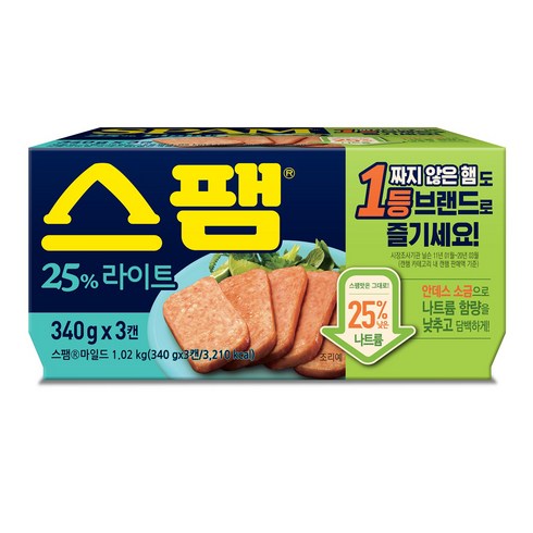 스팸340g - 스팸 25% 라이트, 340g, 3개