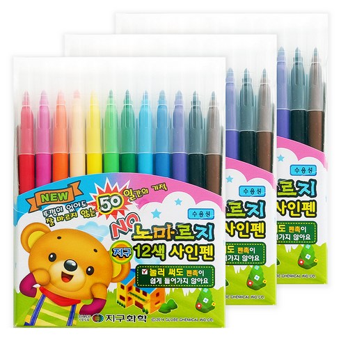 지구화학 노마르지 사인펜 12색, 혼합색상, 3개