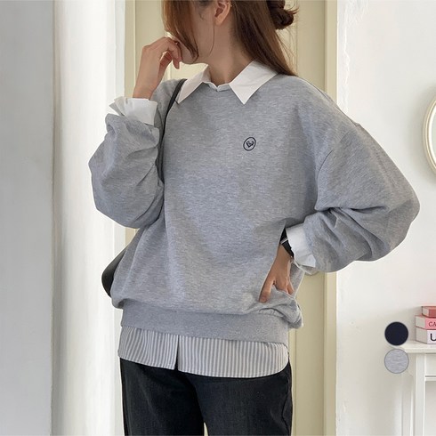 2023년 가성비 최고 기모스웻 - 아피나르 Afinar 자수 그래픽 기모 스웻셔츠