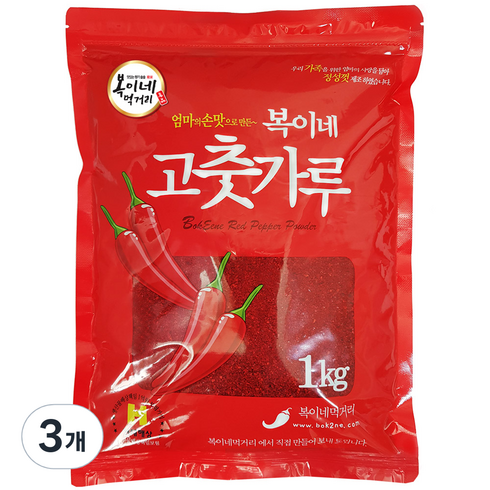 중국산고춧가루 - 복이네먹거리 중국산 고추가루 보통맛 김치용, 1kg, 3개