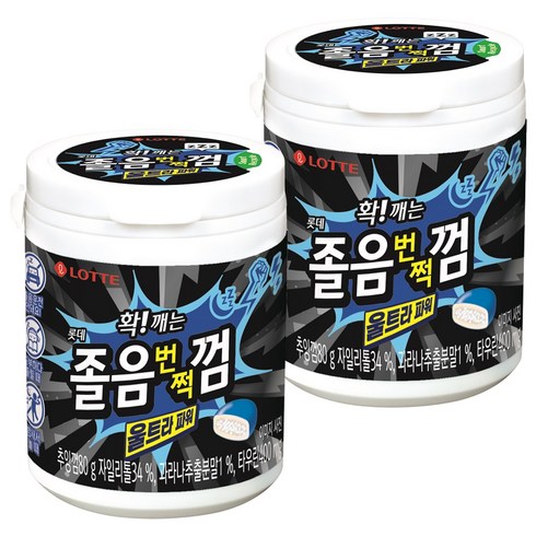 졸음껌 - 롯데웰푸드 확 깨는 졸음번쩍껌 울트라 파워, 80g, 2개