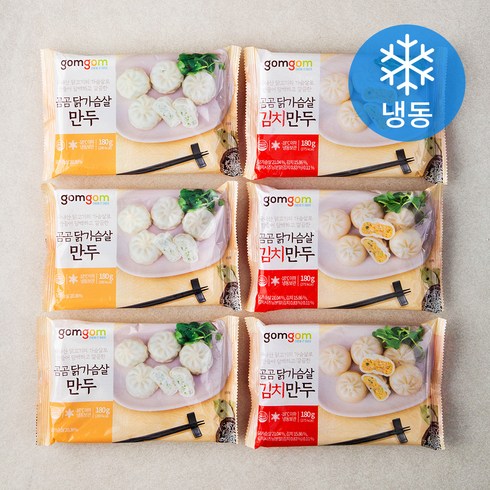 곰곰 닭가슴살 만두180g*3p + 곰곰 닭가슴살 김치만두180g*3p, 1세트, 1080g