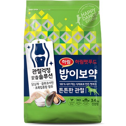 강아지사료 - 하림펫푸드 밥이보약 튼튼한 관절 강아지 사료 기본, 뼈/관절강화, 3.4kg, 1개