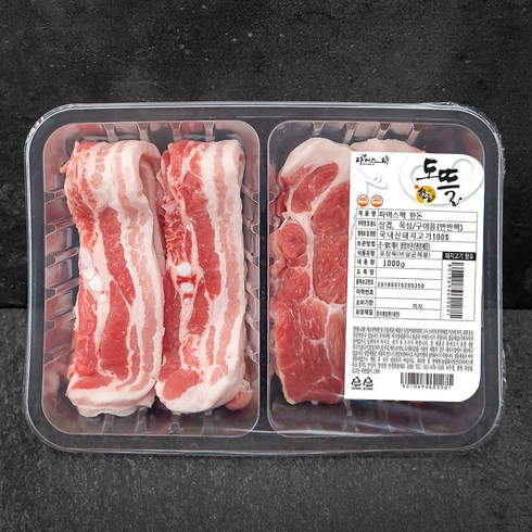 캠핑고기 - 파머스팩 한돈 삼겹살 500g 목심 500g 반반팩 구이용 (냉장), 1kg, 1개