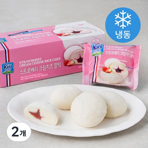 끼리크림치즈찰떡 - 끼리 스트로베리 크림치즈 찰떡 6개입 (냉동), 360g, 2개