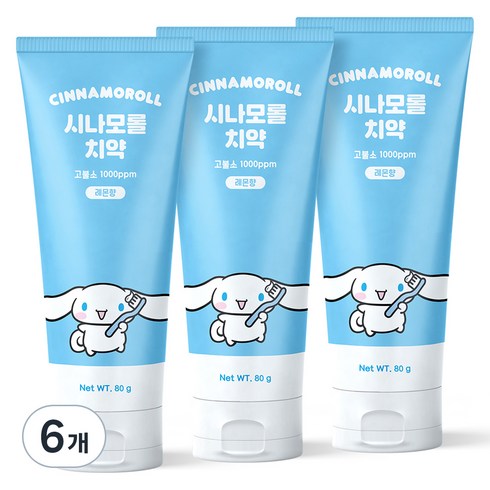 키즈불소치약 - 시나모롤 고불소 구취케어 레몬향 치약, 80g, 6개