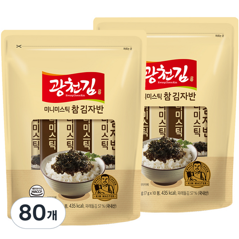 김자반 스틱 - 광천김 참 미니미스틱 김자반, 80개, 7g