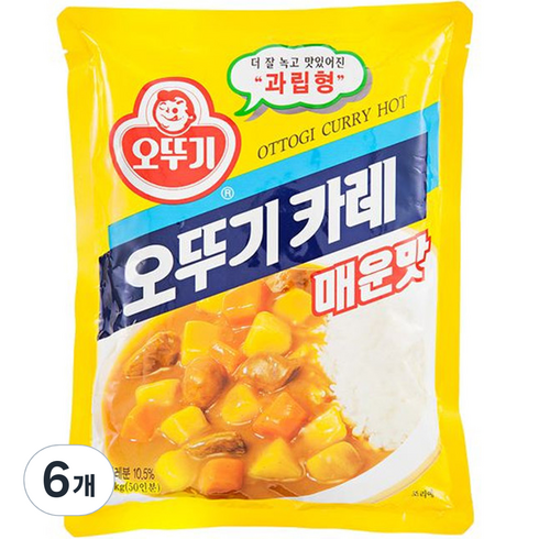 오뚜기카레1kg - 오뚜기 카레 과립형 매운맛, 1kg, 6개