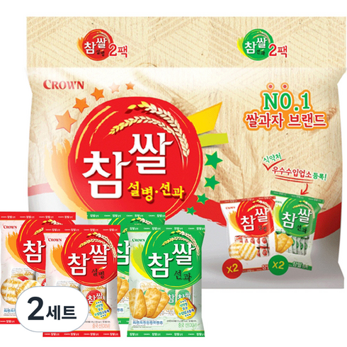 쌀과자 - 크라운 참쌀 설병 128g x 2p + 선과 115g x 2p 세트, 486g, 2개