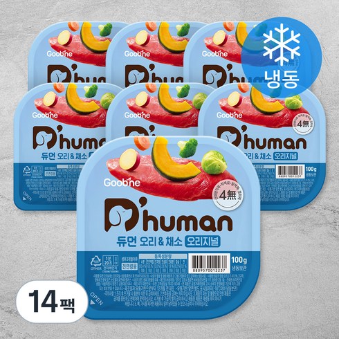 듀먼 전연령용 강아지 오리지널 냉동 화식사료, 오리, 100g, 14팩