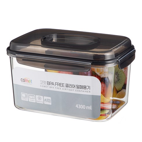 코멧 BPA FREE 클리어 밀폐용기 핸들타입 4300ml, 1개, 단품