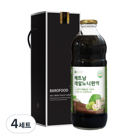 2023년 가성비 최고 노니 - 바로푸드 베트남 레알노니 + 선물박스, 1L, 4세트