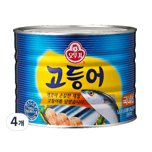 고등어캔 - 오뚜기 수산물통조림 1.8kg, 4개