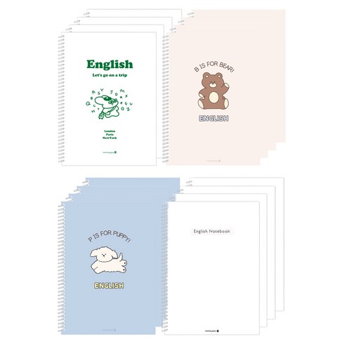 모닝글로리 1200 중고등 스프링 영어 노트 4종 세트, 녹색 + 브라운 + 블루 + 화이트, 4세트