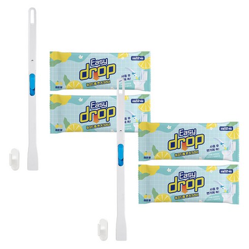 이지드롭 변기크리너 세트 핸들 2p + 전용 고리 2p + 리필브러쉬 12p x 4개 레몬향, 1세트, 320ml