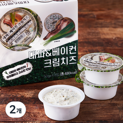 대파베이컨크림치즈 - 대파 & 베이컨 크림치즈 포션 4개입, 200g, 2개