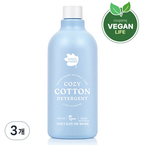 그린핑거 포근한코튼 세탁세제, 500ml, 3개