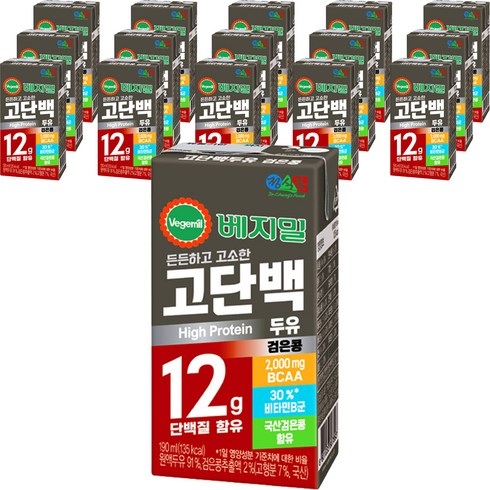 고단백두유 - 베지밀 고단백두유 검은콩, 190ml, 16개