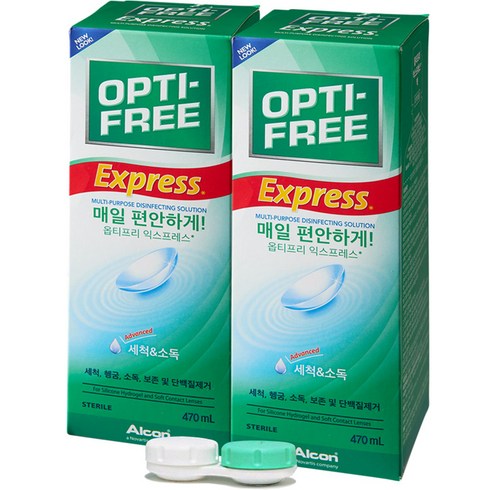 옵티프리 익스프레스 렌즈세정액 + 렌즈케이스, 470ml, 2개