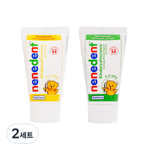 네네덴트 어린이 치약 저불소 딸기향 + 저불소 사과향 세트, 50ml, 2세트