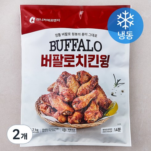 버팔로치킨윙 - 마니커에프앤지 버팔로치킨윙 (냉동), 1.2kg, 2개