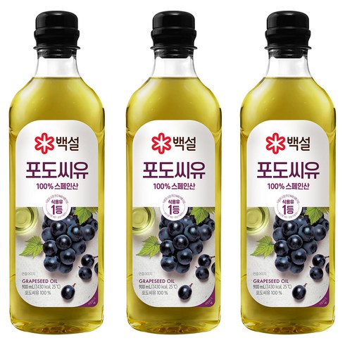 포도씨유900ml - 백설 포도씨유, 900ml, 3개