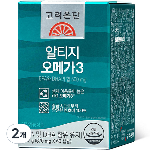 2023년 가성비 최고 고려은단오메가3 - 고려은단 알티지 오메가3 40.2g, 60정, 2개