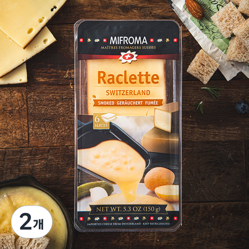 라끌렛치즈 - 미프로마 라끌렛 스모크드 슬라이스 치즈, 150g, 2개