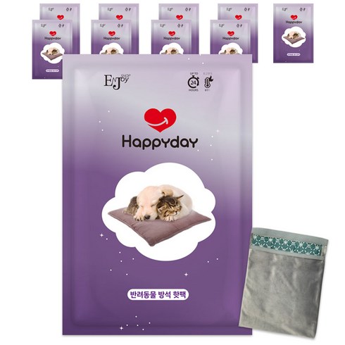2023년 가성비 최고 손난로인형강아지 - 해피데이 반려동물 방석핫팩 10p + 파우치세트, 1세트