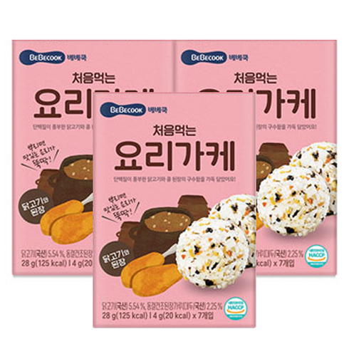 요리가케 - 베베쿡 처음 먹는 요리가케, 닭고기와 된장, 28g, 3개